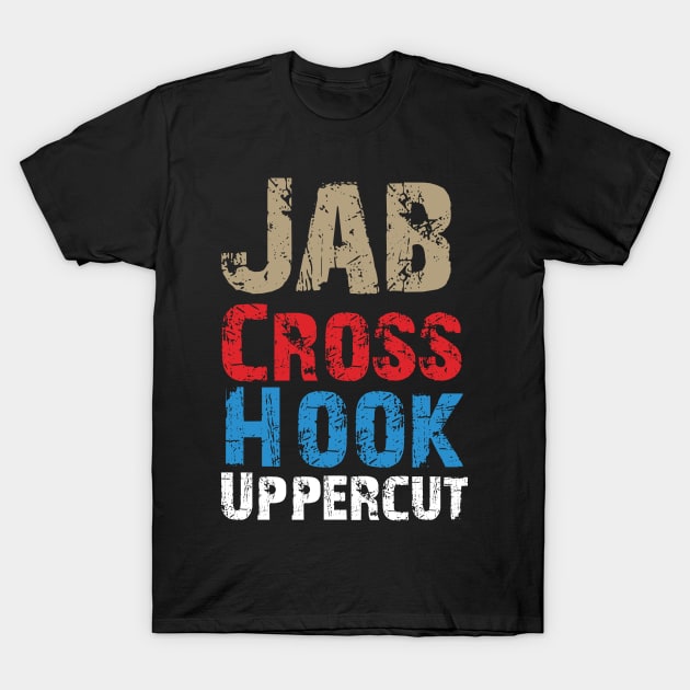 Jab Croos Hook Upercut Vintage Boxer Boxing Gloves Gym T-Shirt by Riffize